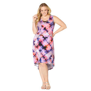 Sleeveless Print Hi-Lo Hem Necklace Dress NEW w/ Tags Plus Sizes Avenue